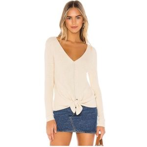 Revolve Privacy Please Elliot Tie Knot Front Sweater in Ivory - Size Small